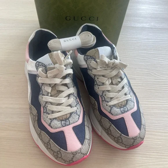Gucci Wmns GG Rhyton 'Beige White Pink' - Picture 1 of 15